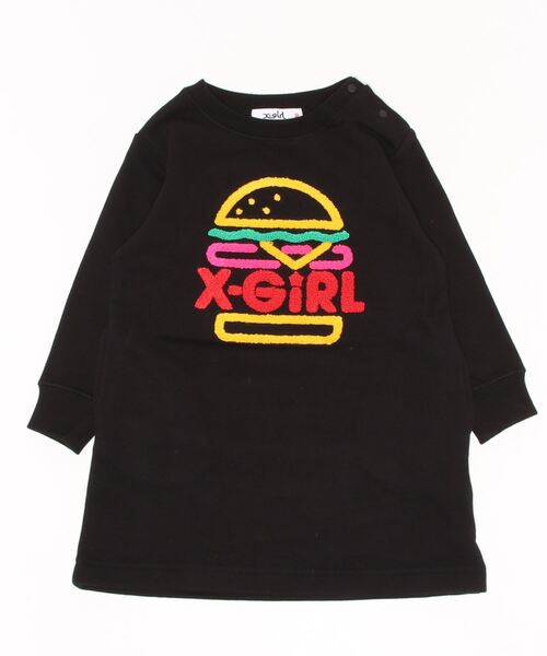 「X-girl Stages」 「KIDS」長袖ワンピース 120cm ブラック キッズ_画像2