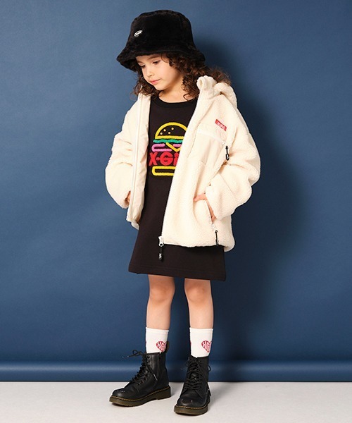 「X-girl Stages」 「KIDS」長袖ワンピース 120cm ブラック キッズ_画像4