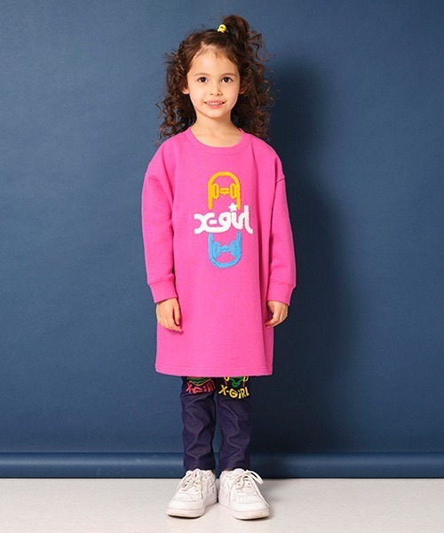 「X-girl Stages」 「KIDS」長袖ワンピース 120cm ブラック キッズ_画像6