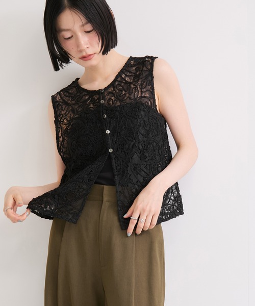 LE CERCLE par rope' コート アウター コードレースベスト レディース