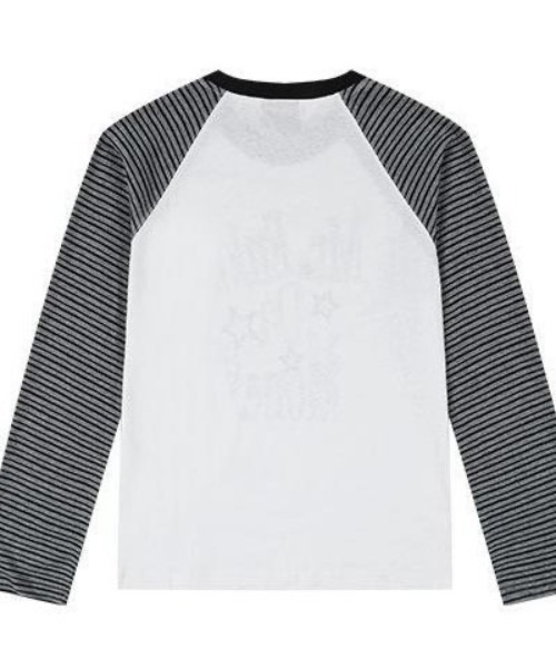 Sibra（シブラ） tシャツ 星柄ロゴプリント ボーダーラグラン長袖T