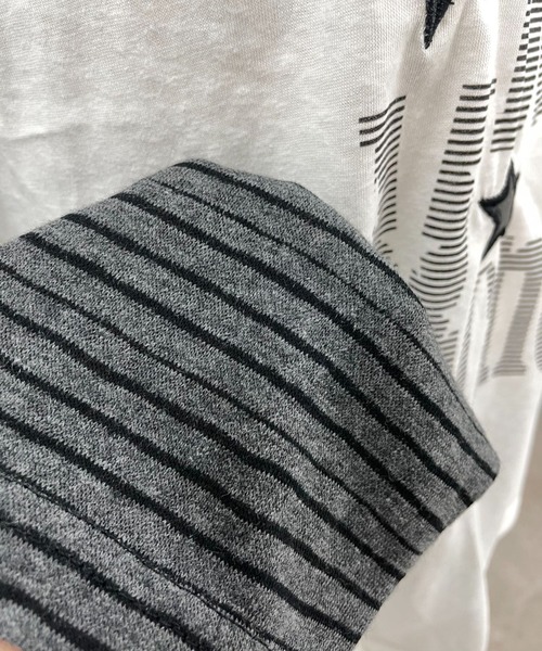 Sibra（シブラ） tシャツ 星柄ロゴプリント ボーダーラグラン長袖T