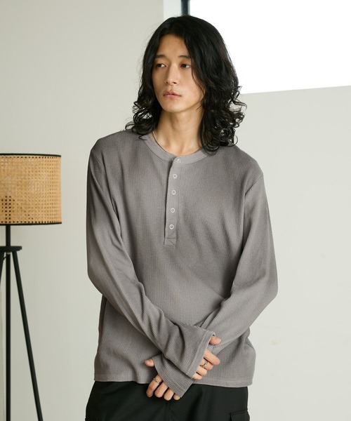 RAGEBLUE（レイジブルー） ヘンリーネック tシャツ SPRAY DYED WAFFLE