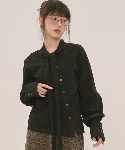 loin nuit tシャツ asymmetry ribbon tops / アシンメトリーリボン