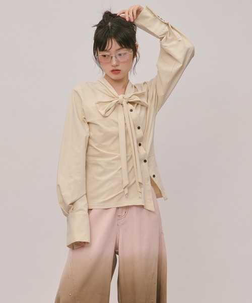 loin nuit tシャツ asymmetry ribbon tops / アシンメトリーリボン