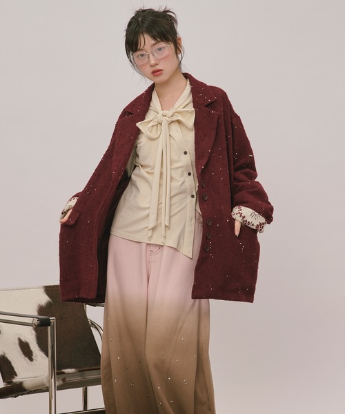 アシンメトリーRibbonトップス loin nuit tシャツ asymmetry ribbon tops / アシンメトリーリボン