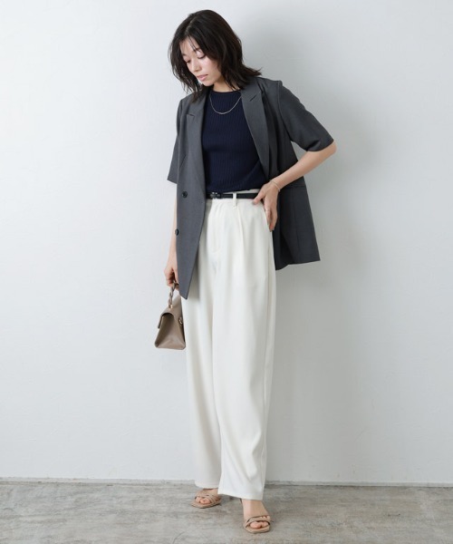 Pierrot ニット セーター シルクタッチウォッシャブル半袖