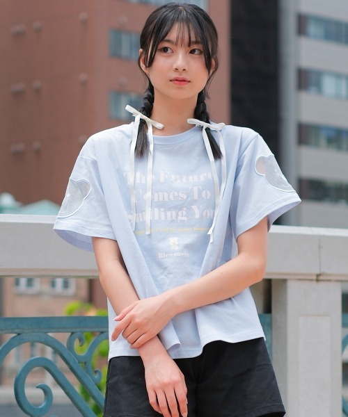RiCO SUCRE tシャツ 袖ベアーチュールTシャツ キッズ 子供服 女の子 