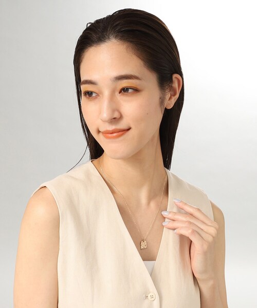 ネックレス K10カービングパターンプレート ネックレス レディースの画像