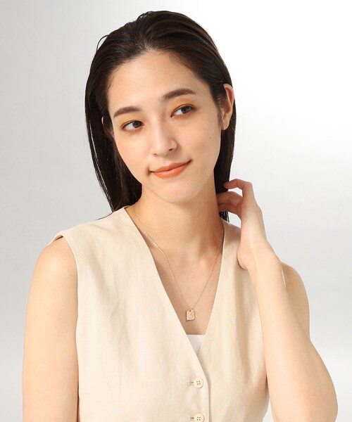 ネックレス K10カービングパターンプレート ネックレス レディースの画像