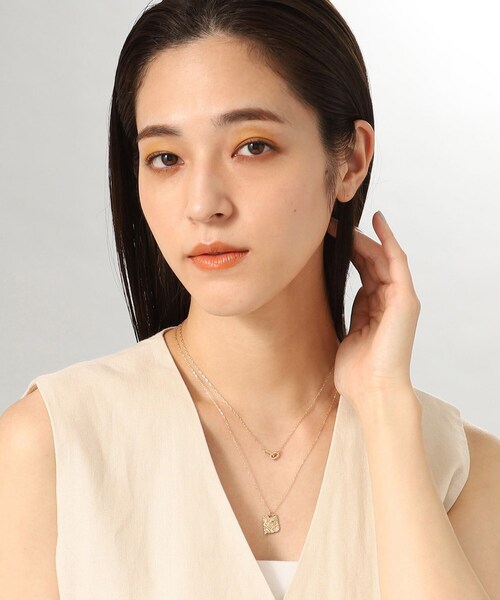 ネックレス K10カービングパターンプレート ネックレス レディースの画像