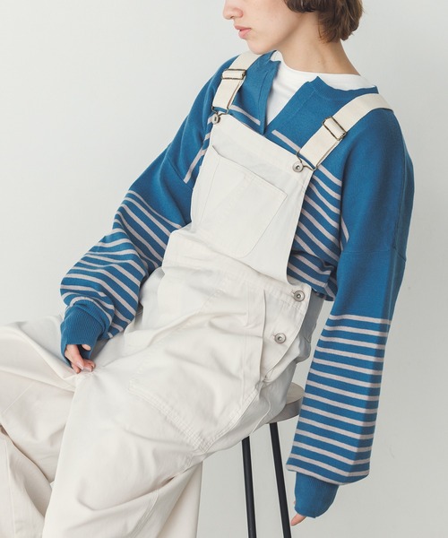 定価16500円◆新品タグ付き◆ヤマダヤ◆キーネックボーダーニット FREAK'S STORE ニット セーター シャギーワイドボーダーニット