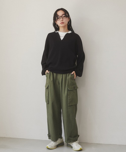 ニット セーター 「静電気防止」やわもちヤーン シアーレイヤードニット レディース hunch（ハンチ）の「【静電気防止】やわもちヤーン シアー