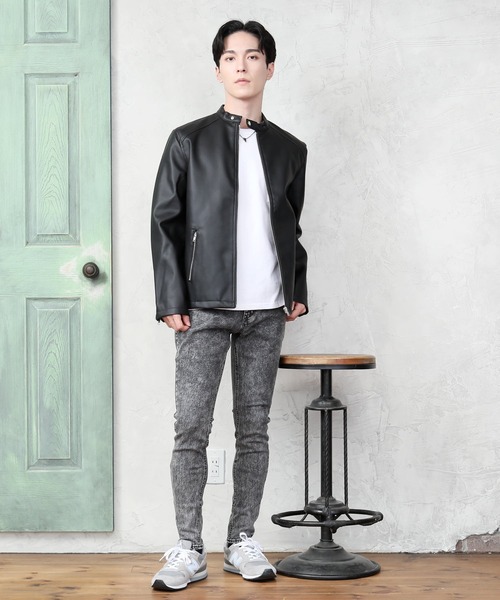 TopIsm（トップイズム） 革ジャン ライダース 合成皮革シングル