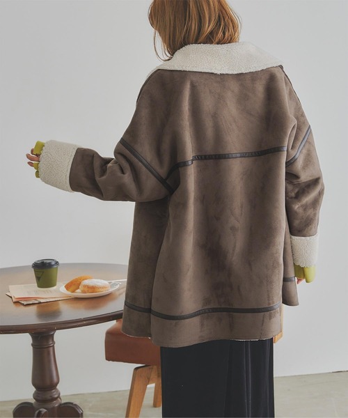 希少♡スペインラビットムートン ティアードフーデットコート アンティーク調 titivate（ティティベイト） ムートンコート ボアコート ステンカラー