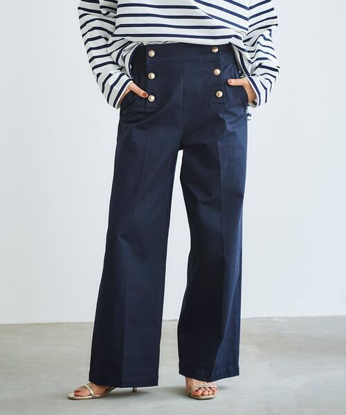 le coeur blanc ワイドパンツ le.coeur blanc パンツ サイドベルトタックワイドパンツ