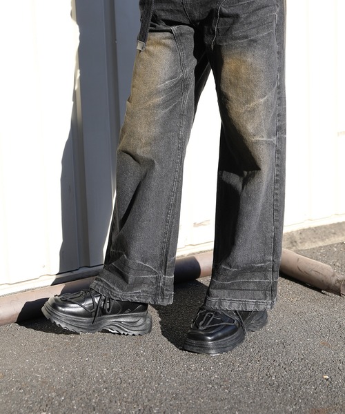 shoes365 スニーカー 「shoes365」個性装飾靴紐 スクエアトゥ厚底