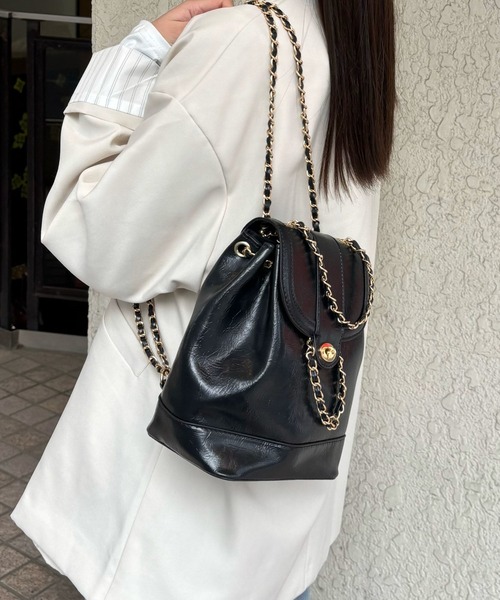 レディースチェーンミニリュックバックノベルティキルティングブラック新品 デイバック リュック 「オトナっぽリュック」チェーンミニリュック