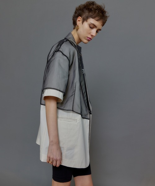 【美品】メゾンスペシャル シースルーレイヤードハーフスリーブジャケット 希少 See-through Layered Half Sleeve Jacket/シースルーレイヤード
