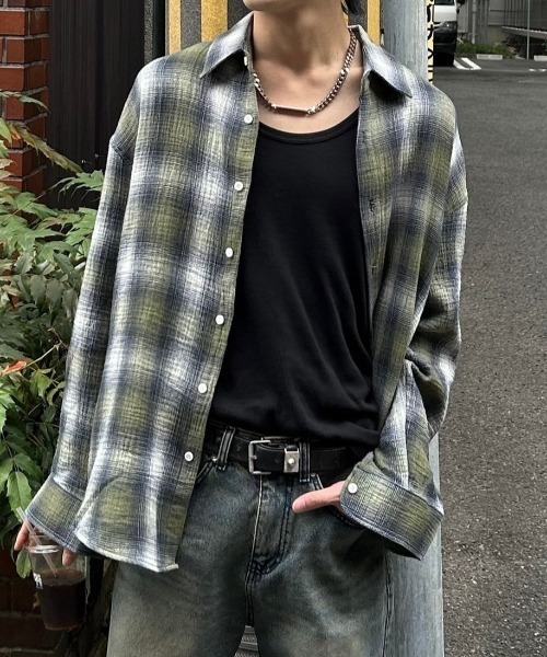 トップス CCL SHADOW PLAID CHECK SHIRT 受注制【Chikashitsu +】shadow check shirt (2color