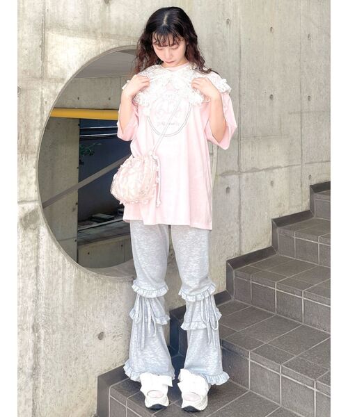 merry jenny スウェットパンツ ジャージ フリルリブフレアパンツ
