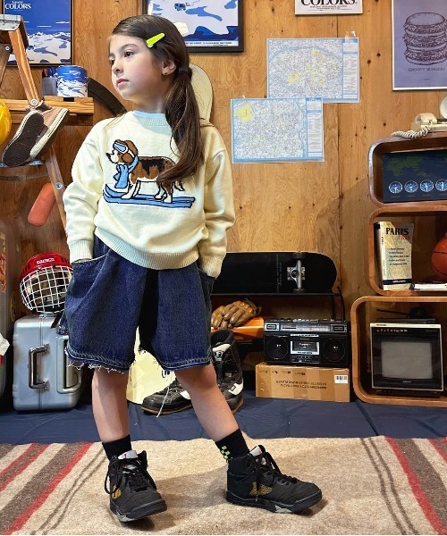 GROOVY COLORS ニット SKI DOG Crewneck Knit Pullover キッズ
