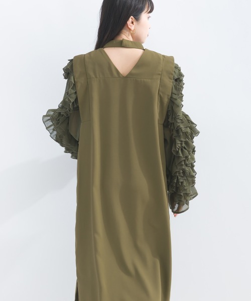 terrace ワンピース フルーエントカルゼ×シフォン フリルシアー