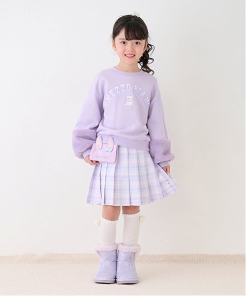 【新品】mezzo piano ベルト付き チェック プリーツ スカパン 130 mezzo piano メゾピアノ(mezzo piano)クリアベルトつき チェック