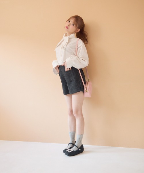 リボン&amp;ビジュー付きカットソー ビジューリボンTシャツ – BUNNY APARTMENT