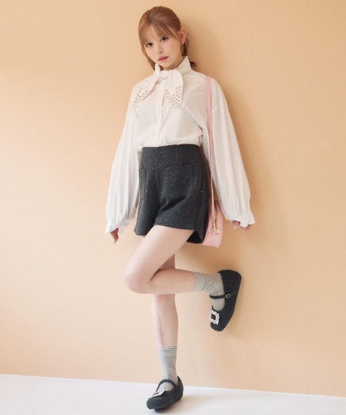 リボン&amp;ビジュー付きカットソー ビジューリボンTシャツ – BUNNY APARTMENT