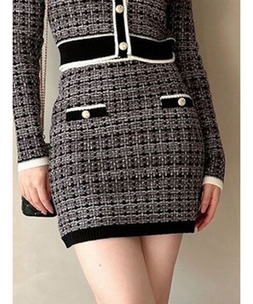 RESEXXY（リゼクシー） スカート ツイードニットバイカラースカート