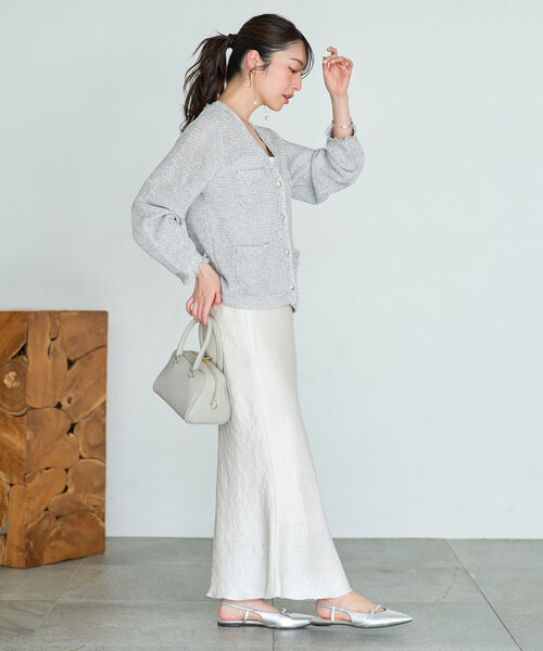 La boutique BonBon ラメ　シルバーカーディガン La boutique Bonbon カーディガン 「名品・着回し最強」綿麻ラメ