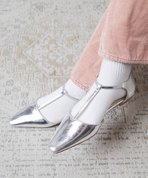 EVOL パンプス / 「軽量・柔らかい」Tストラップスクエアフラット  