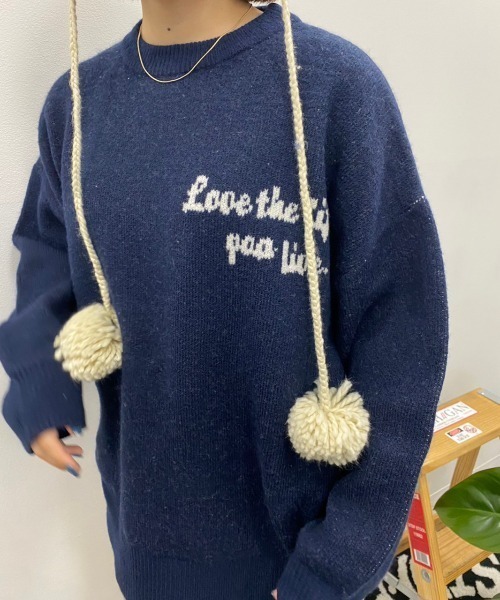 「nemne store」 長袖ニット SMALL ネイビー レディース_画像3