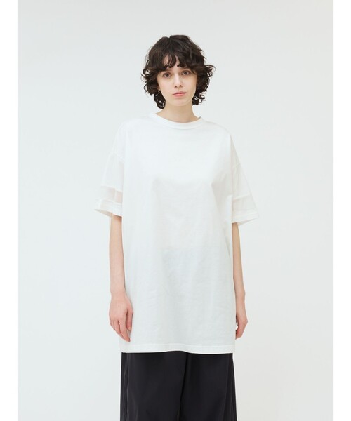 【30％OFF】 mizuiroind ワンピース メッシュスリーブチュニック ind mizuiro トップス