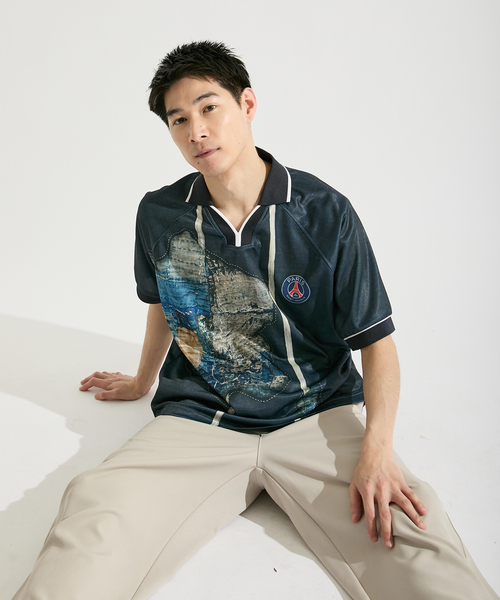 未流通 PSG × Poggy コラボ 総柄 半袖シャツ M ポギー Poggy × Paris Saint-Germain】DEAR PSG PRINTED GAME SHIRT（T