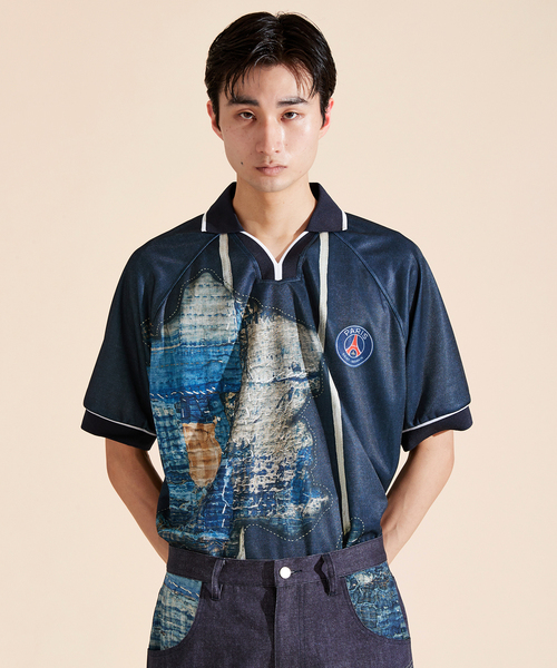 未流通 PSG × Poggy コラボ 総柄 半袖シャツ M ポギー tシャツ 「Poggy × Paris Saint-Germain」DEAR PSG PRINTED GAME