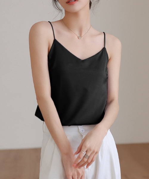 ペリキュール 黒サテンキャミソール SILK LACE CAMISOLE – Shinzone