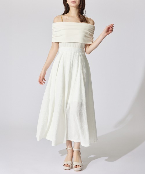 rienda ホワイト ワンピース 半袖 rienda ワンピース オフショルダーカットフレアワンピース 夏服
