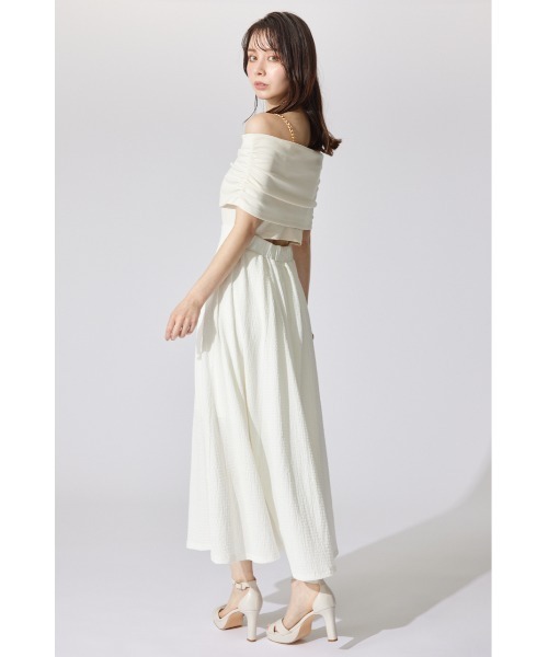 競売 rienda 夏服 オフショルダーカットフレアワンピース ワンピース ワンピース