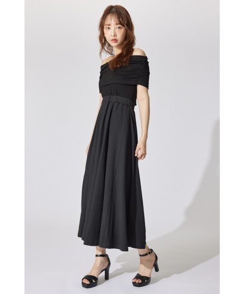 rienda ワンピース オフショルダーカットフレアワンピース 夏服