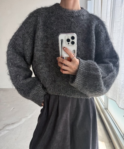 GREEDショートニット ニット セーター ヘアリーショートニット レディース : ZOZOTOWN Yahoo
