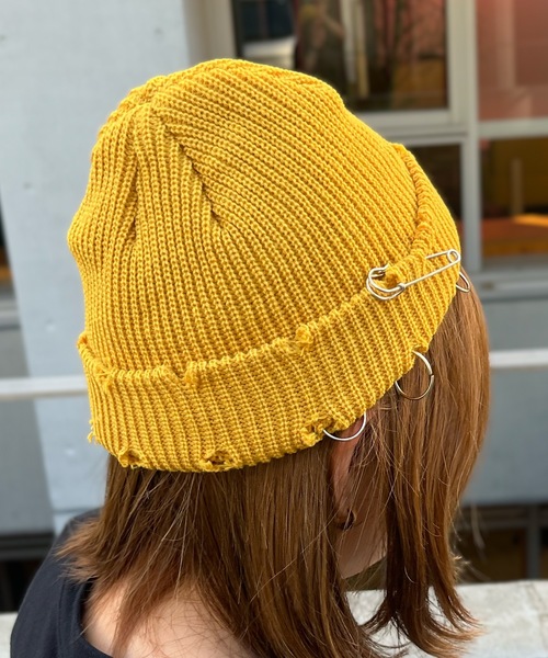 Anthe（アンテ） ニット帽 ニットキャップ 「ANTHE」パンク風ダメージ