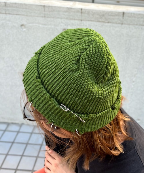 Anthe（アンテ） ニット帽 ニットキャップ 「ANTHE」パンク風ダメージ