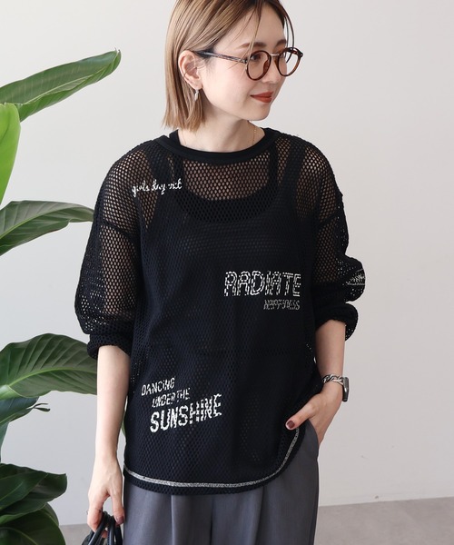 Americana ロゴラメT Americana/アメリカーナ] ame ロゴプリント クルーネックTシャツ
