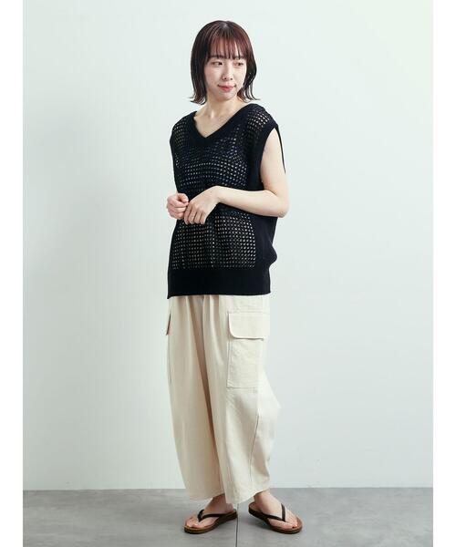 ベスト ジレ Mole Knit Vest レディース Samansa Mos2 ベスト ジレ メッシュニットVネックベスト