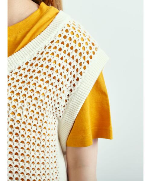 ベスト ジレ メッシュニットベスト レディース Samansa Mos2 ベスト ジレ メッシュニットVネックベスト
