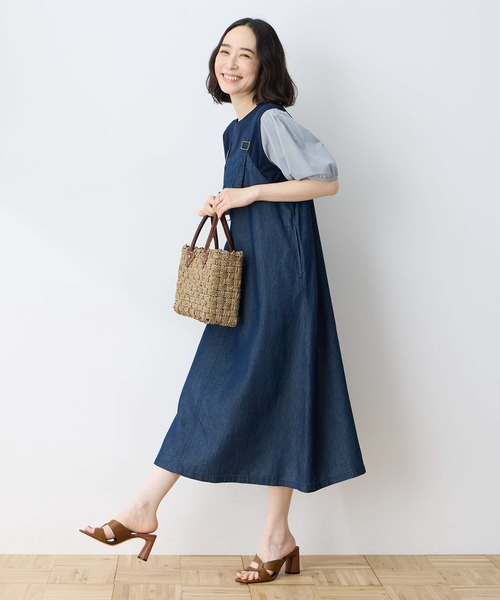 Tシャツ スカート+デニムサスペンダー メッシュワンピ 4070502 MAMC ヴィンテージ風 デニム サスペンダー ワンピース プリーツ