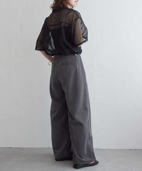 notch. ブラウス シャツ 裾ドロストメッシュシャツ レディース