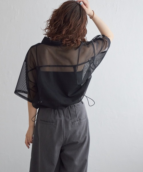 notch. ブラウス シャツ 裾ドロストメッシュシャツ レディース 